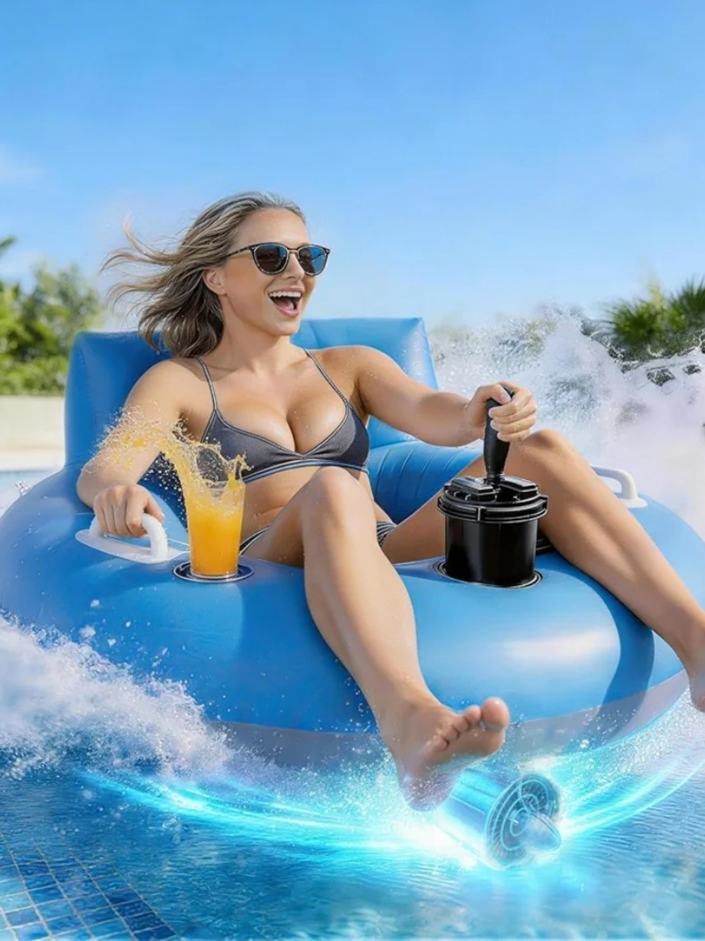 Motorized Pool Float Adult Rechargeable 50W Electric Lounger 300lb Backrest